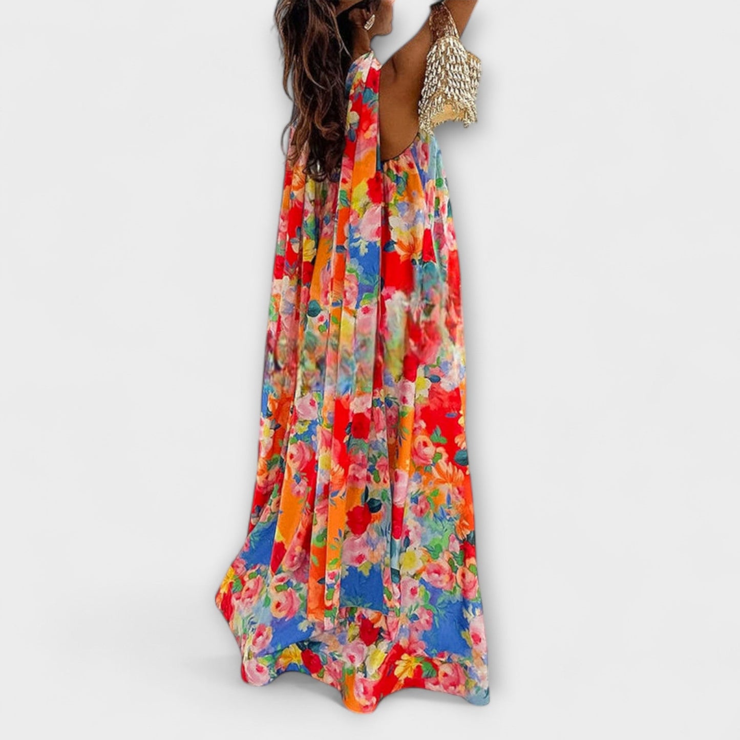 Robe Maxi Floral Sans Épaule pour Événements