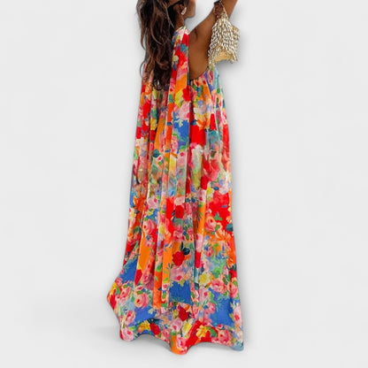 Robe Maxi Floral Sans Épaule pour Événements
