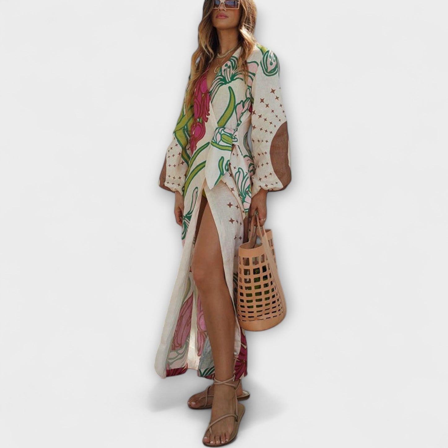 Tracey - Robe Maxi Élégante à Cravate pour Toutes Occasions