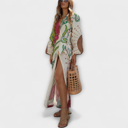 Tracey - Robe Maxi Élégante à Cravate pour Toutes Occasions