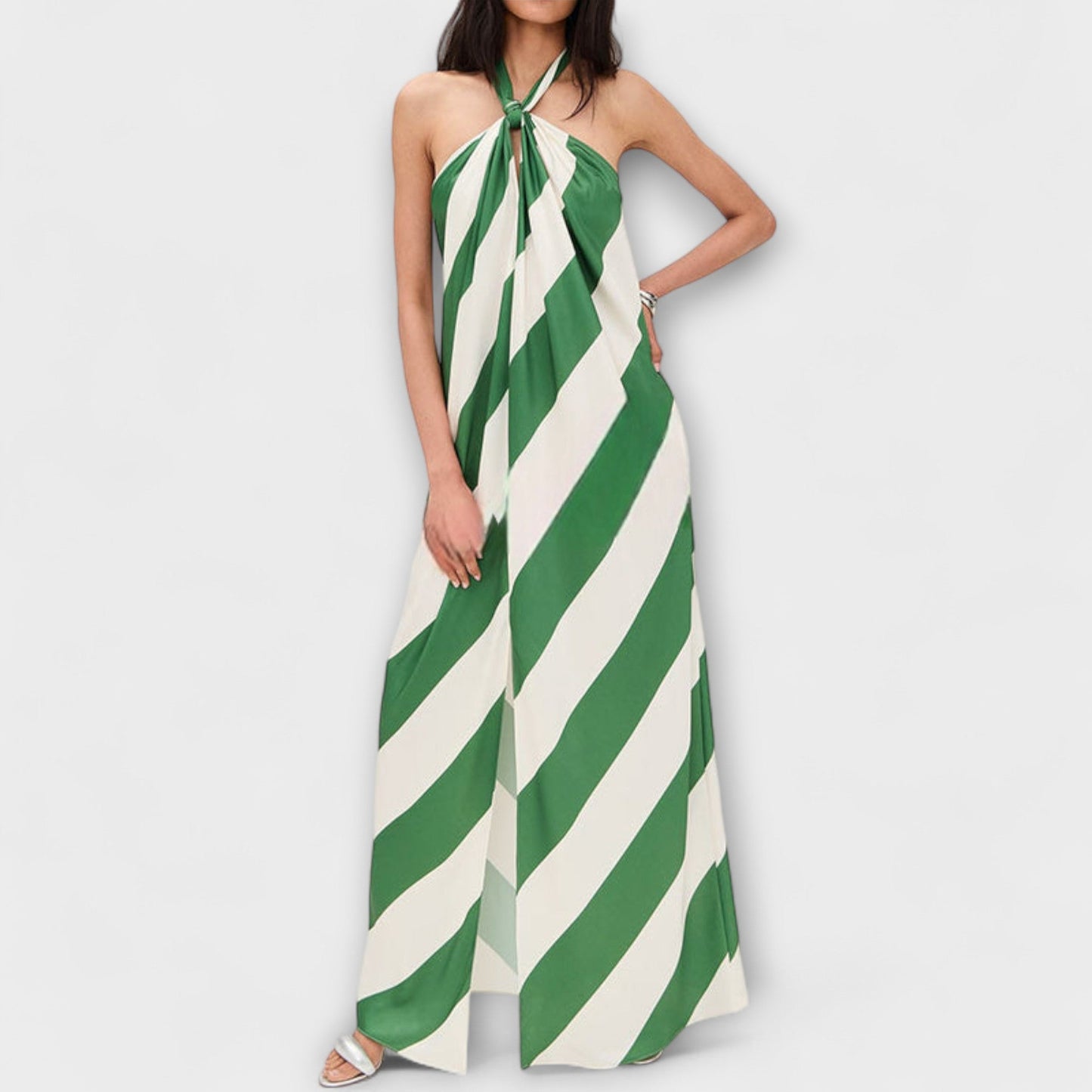Robe Maxi Dos Nu à Rayures Chic pour Événements