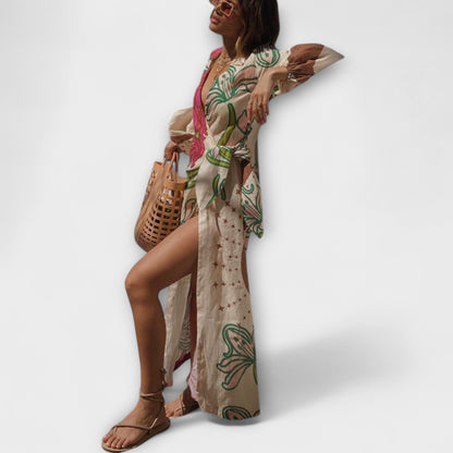 Tracey - Robe Maxi Élégante à Cravate pour Toutes Occasions