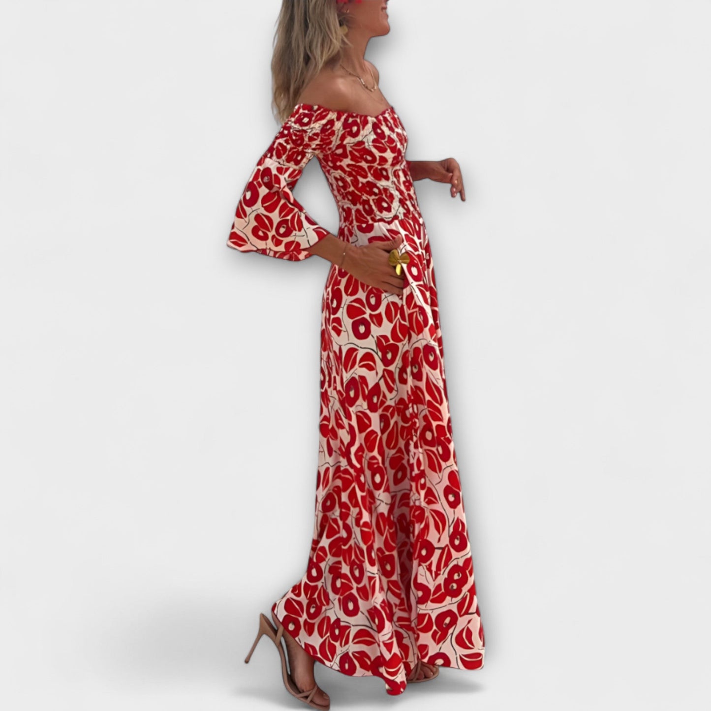 Robe Florale Océan à Bretelles Dégagées pour les Journées à la Plage