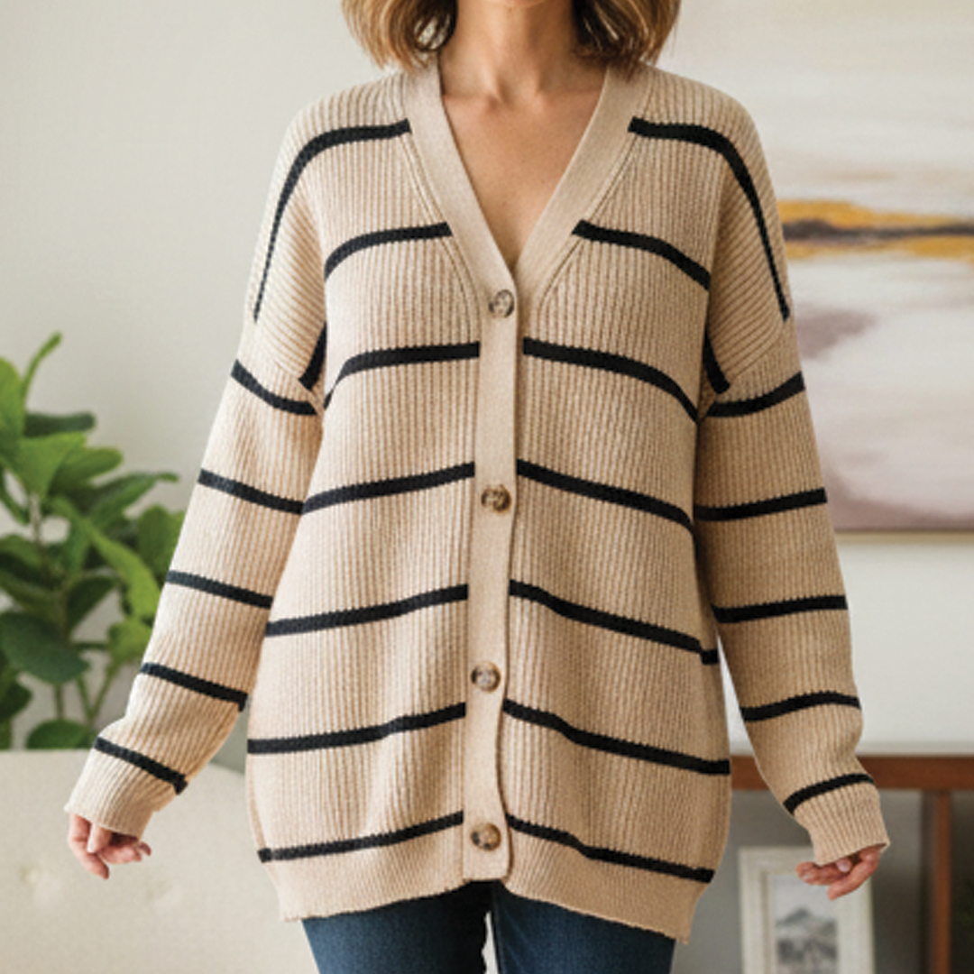 Anna - Cardigan en Tricot Rayé Confortable pour un Port Quotidien
