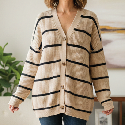 Anna - Cardigan en Tricot Rayé Confortable pour un Port Quotidien