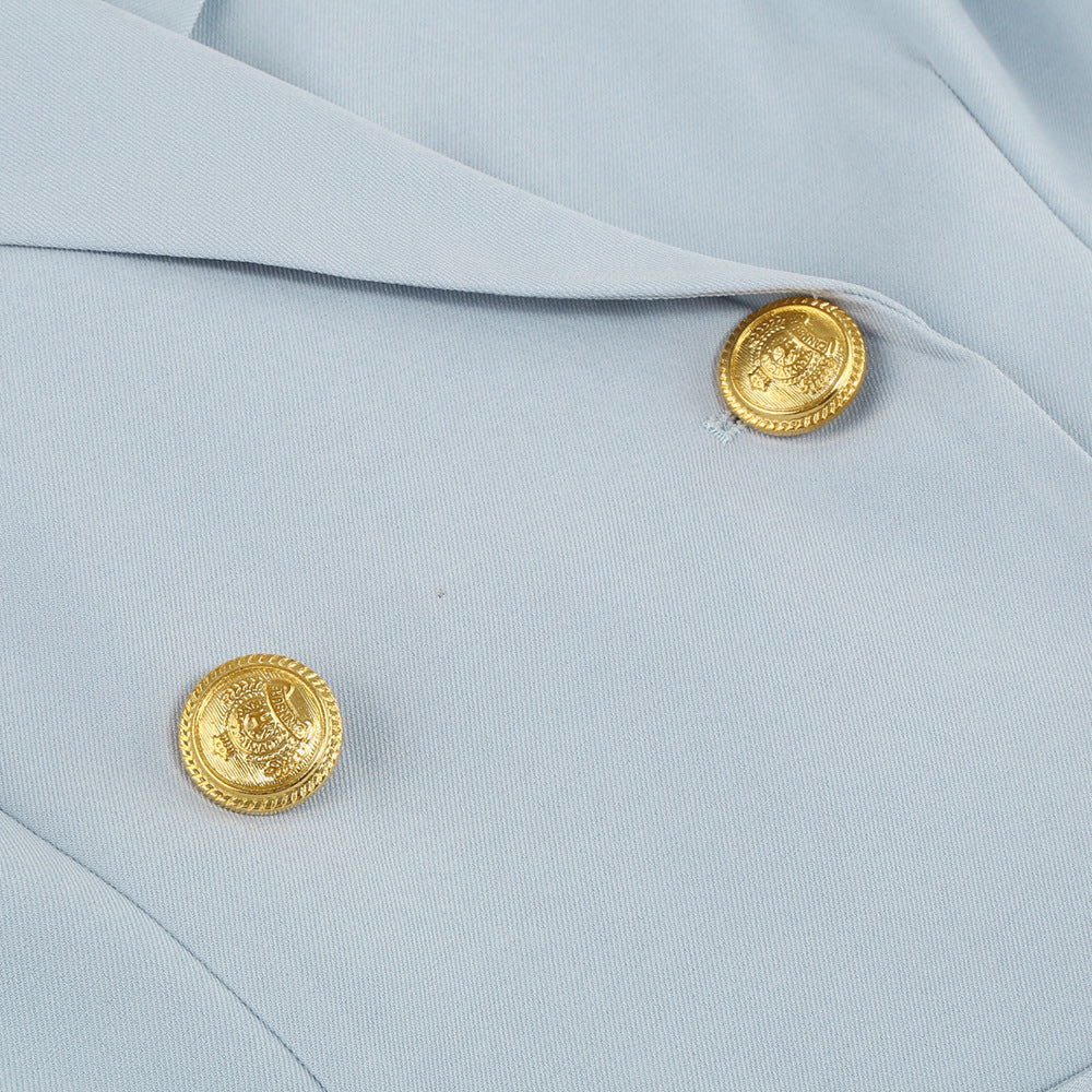 Robe Mini Blazer Cape Chic avec Ceinture et Accents Dorés