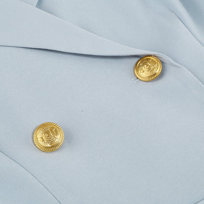 Robe Mini Blazer Cape Chic avec Ceinture et Accents Dorés