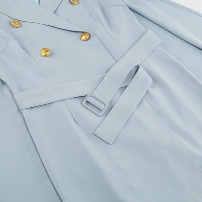 Robe Mini Blazer Cape Chic avec Ceinture et Accents Dorés