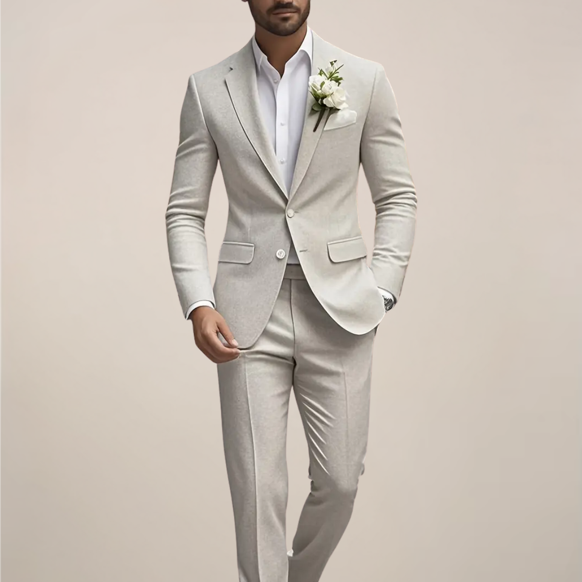 Costume Crème Ajusté pour Mariages Urbains - Tenue Formelle Masculine
