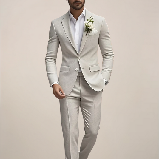 Costume Crème Ajusté pour Mariages Urbains - Tenue Formelle Masculine