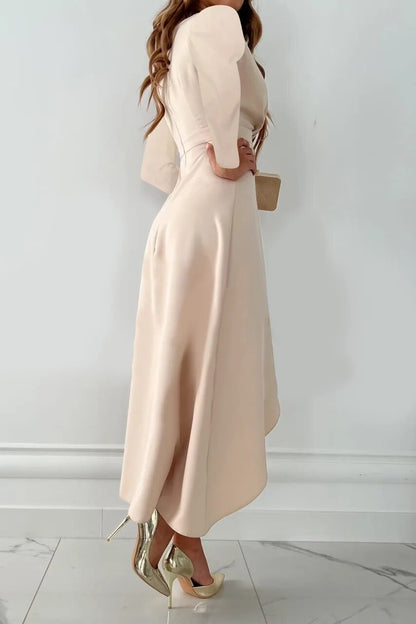 Robe Midi Chic à Col V avec Fente Élégante