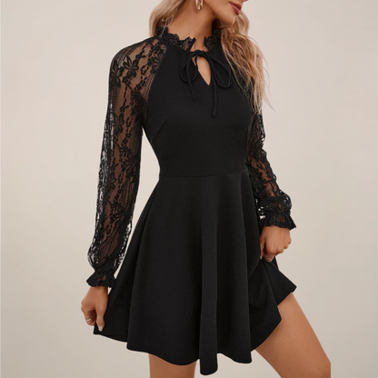 Robe Mini Chic à Manches en Dentelle pour Occasions Spéciales