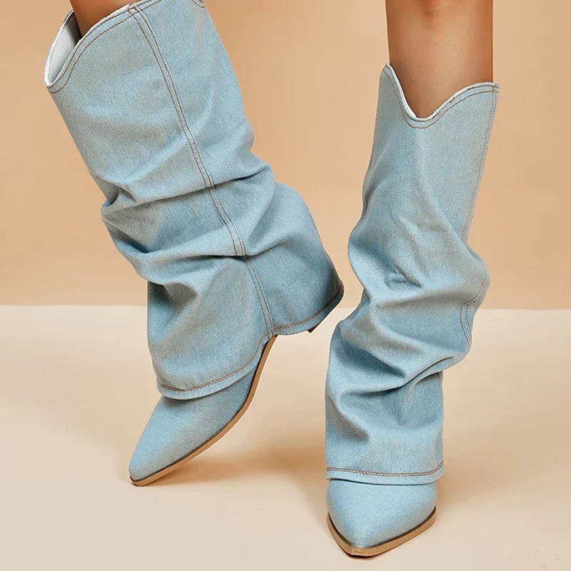 Camila - Bottes en Denim Élégantes Jusqu'aux Genoux pour Toutes Occasions