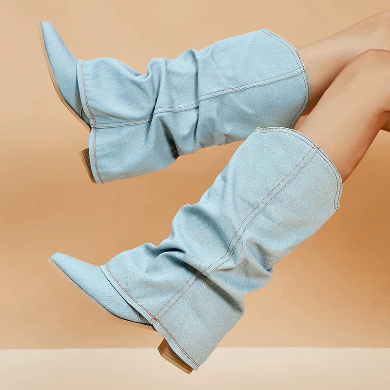 Camila - Bottes en Denim Élégantes Jusqu'aux Genoux pour Toutes Occasions