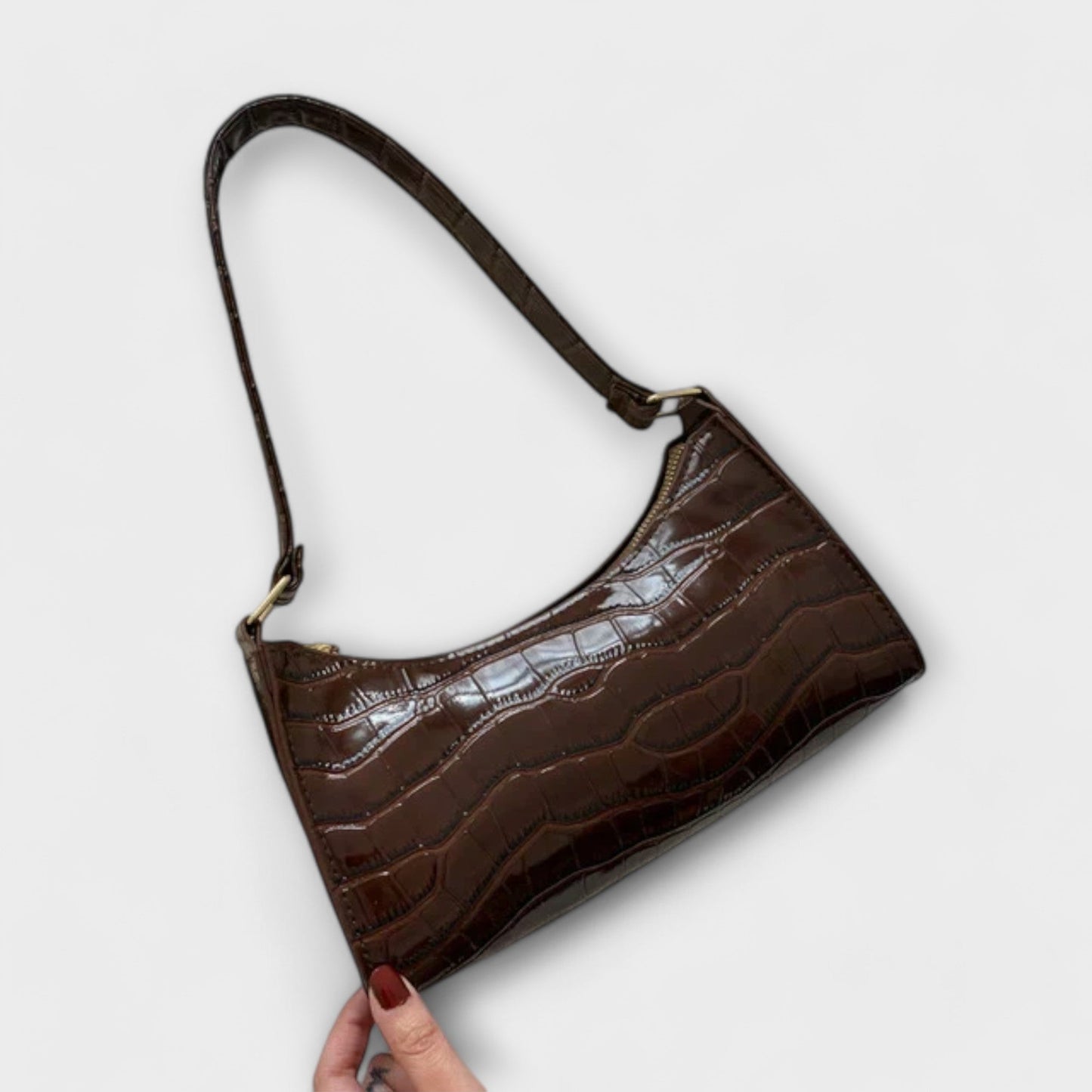 Olivia - Sac à main en cuir vegan brillant pour sorties chics