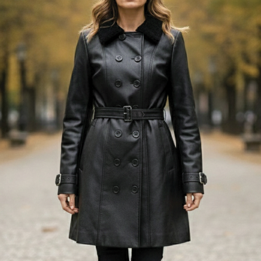 Victoria – Manteau en Cuir Fait Main pour Sorties Chic