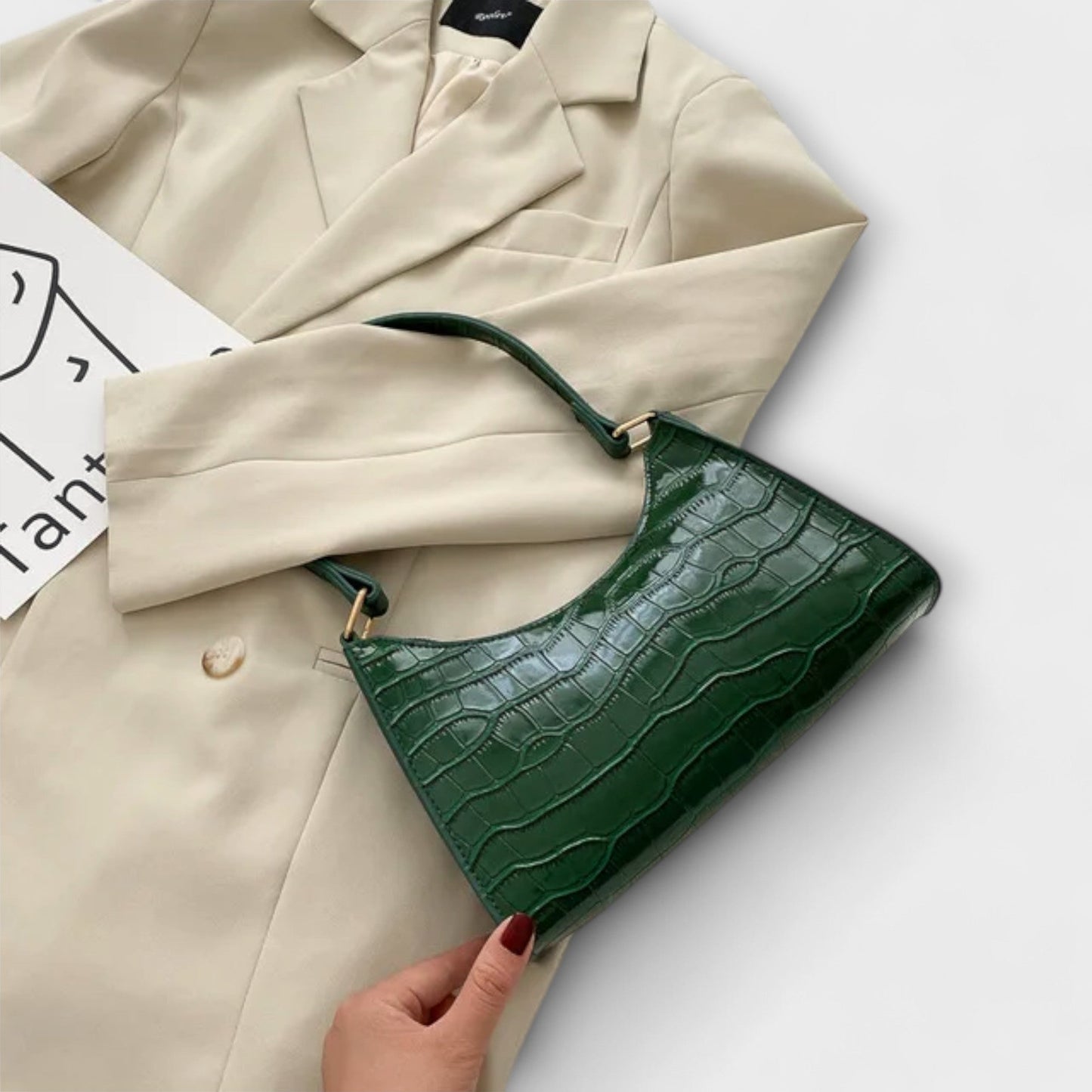 Olivia - Sac à main en cuir vegan brillant pour sorties chics