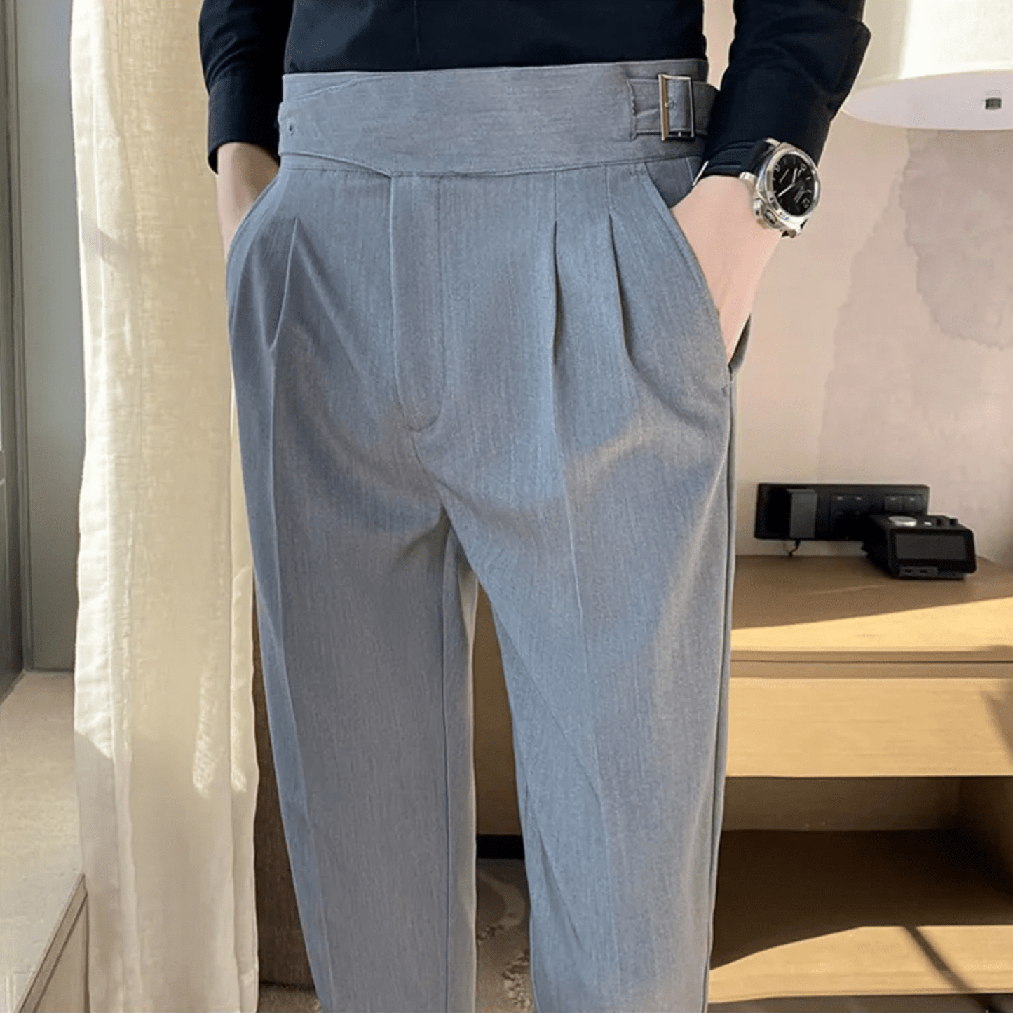 Pantalons Plissés Formels Hauts pour Hommes pour Événements