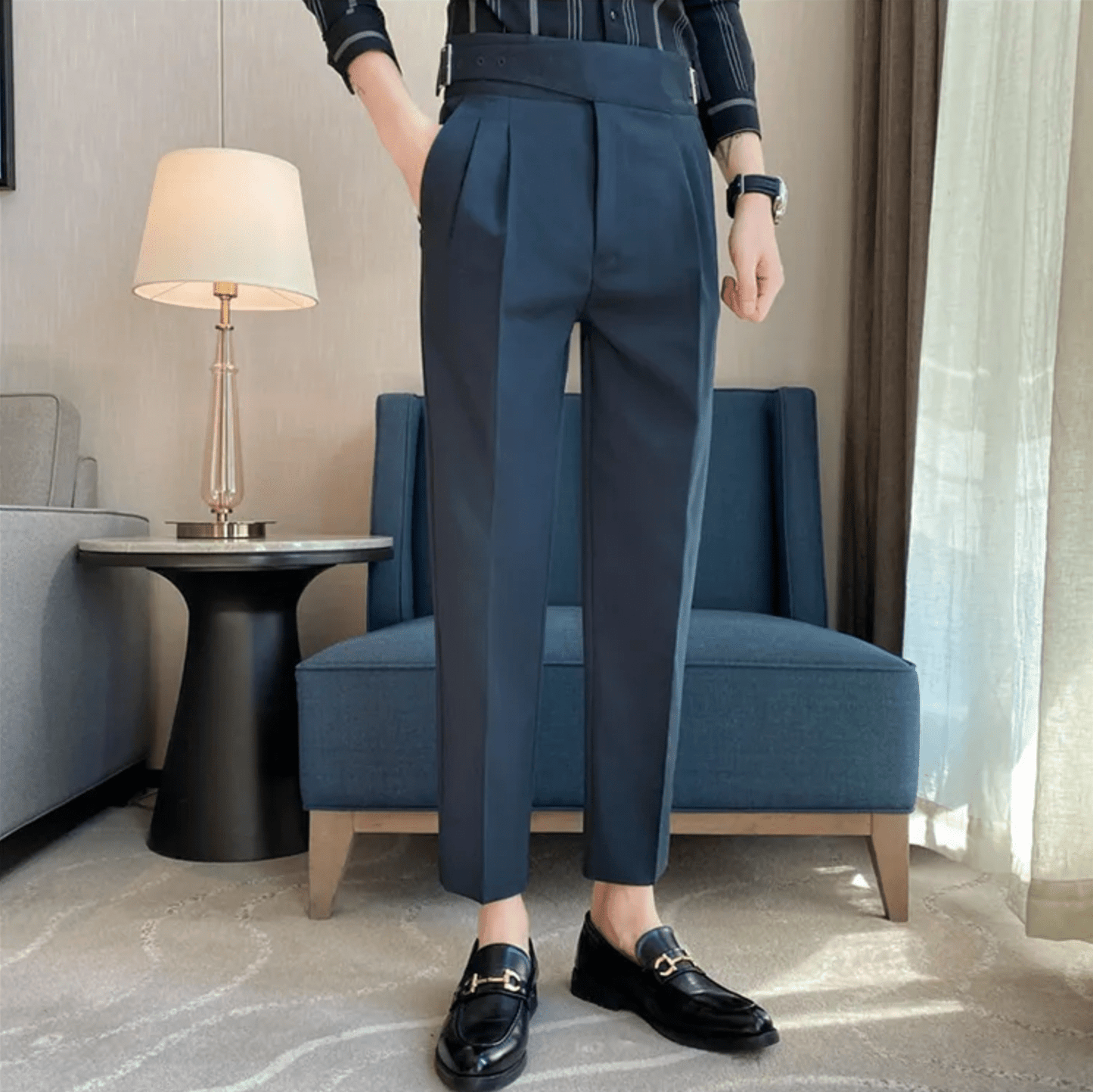 Pantalons Plissés Formels Hauts pour Hommes pour Événements