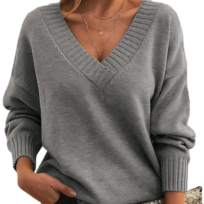 Jennifer - Pull en Tricot V-Cou Confortable pour un Usage Quotidien
