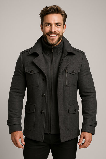 Veste Longue Stylée pour Homme avec Insert Zip-In