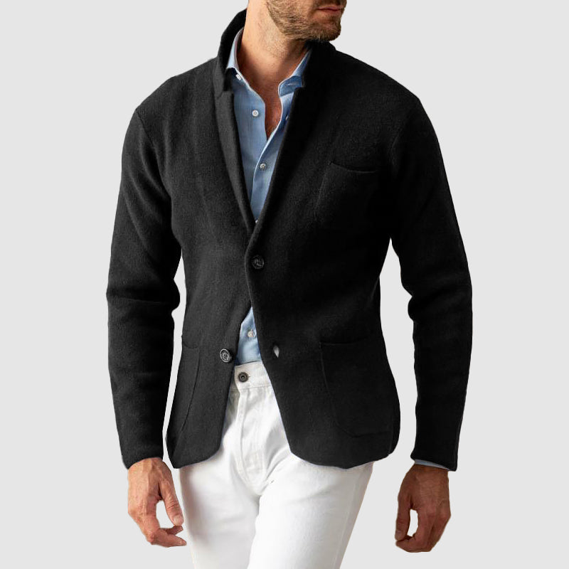 Veste Blazer en Tricot pour Hommes avec Deux Boutons et Poches