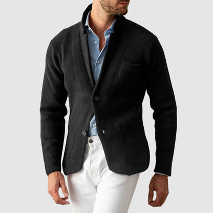 Veste Blazer en Tricot pour Hommes avec Deux Boutons et Poches