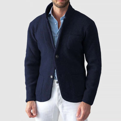 Veste Blazer Tricotée pour Hommes avec Poches Plaquées