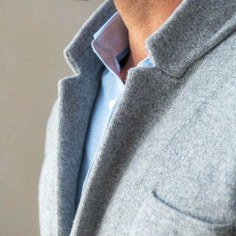 Veste Blazer en Tricot pour Hommes avec Deux Boutons et Poches