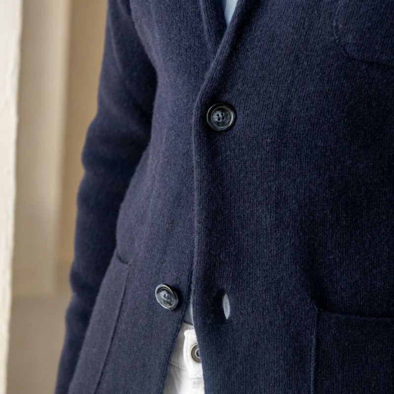 Veste Blazer en Tricot pour Hommes avec Deux Boutons et Poches