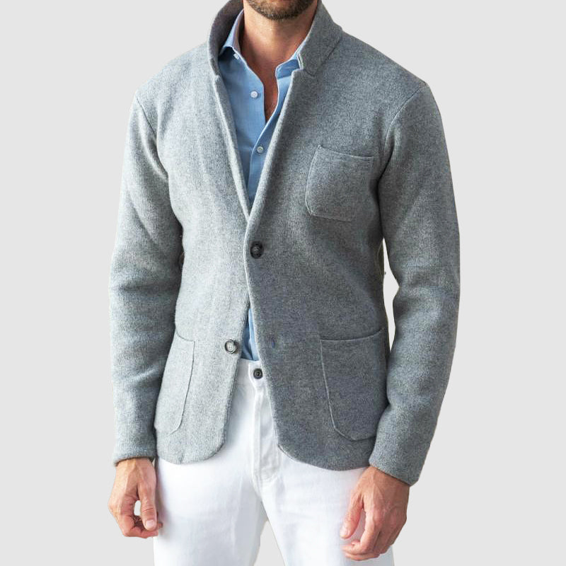 Veste Blazer en Tricot pour Hommes avec Deux Boutons et Poches