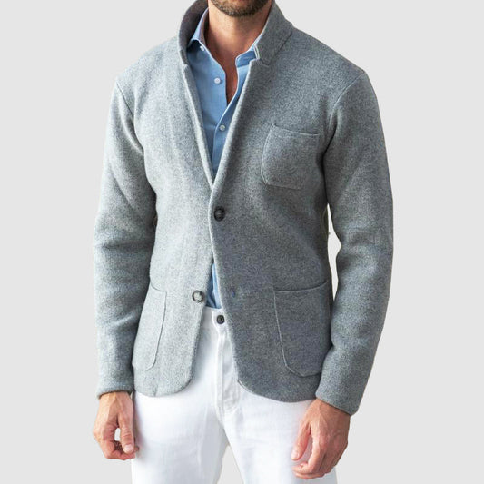 Veste Blazer Tricotée pour Hommes avec Poches Plaquées