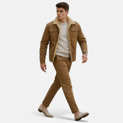 Veste Aviateur Classique pour Homme avec Col en Sherpa pour l'Hiver