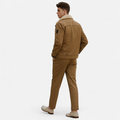 Veste Aviateur Classique pour Homme avec Col en Sherpa pour l'Hiver