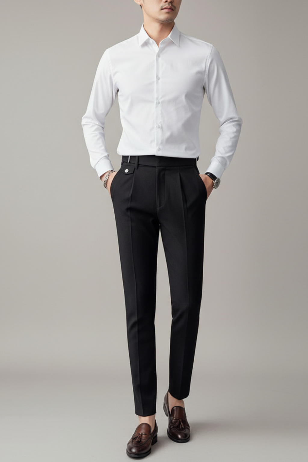 Pantalons de Bureau Britanniques pour Hommes - Design Plissé Élégant pour le Travail