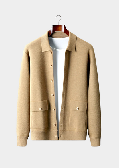 Cardigan pour hommes à boutons avec poches à rabat pour un style superposé élégant