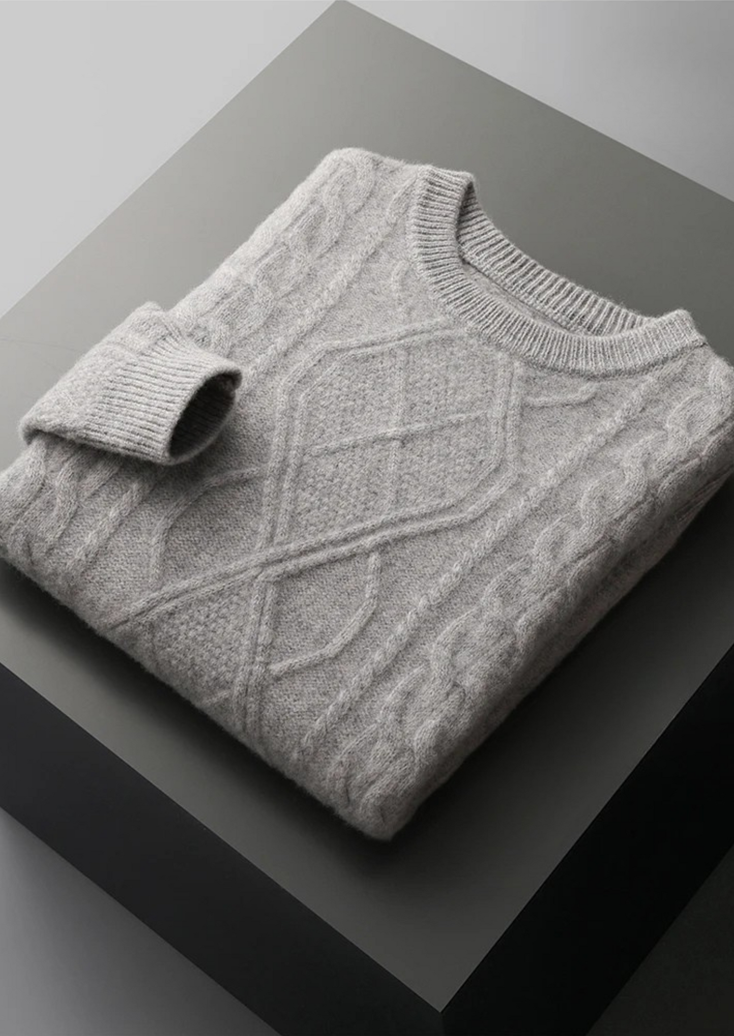 Pull à col rond en tricot torsadé pour hommes - Indispensable cosy de l'hiver