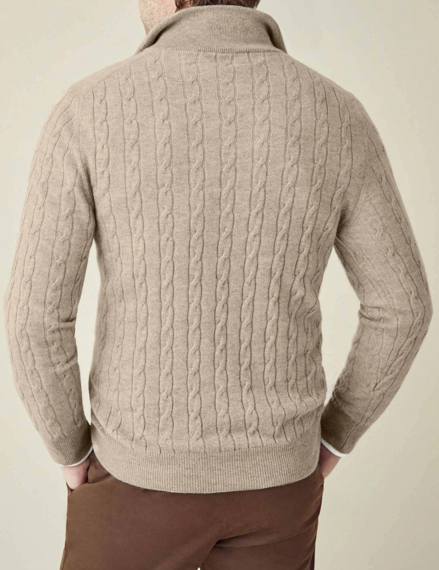 Pull à col zippé pour homme en tricot torsadé – Tricot élégant pour toutes les occasions