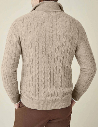 Pull à col zippé pour homme en tricot torsadé – Tricot élégant pour toutes les occasions
