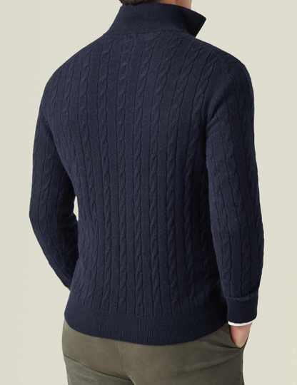Pull à col zippé pour homme en tricot torsadé – Tricot élégant pour toutes les occasions