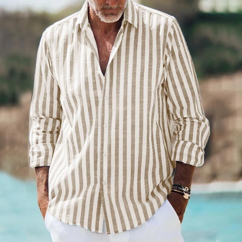 Chemise à Rayures à Manches Longues pour Hommes pour un Usage Quotidien