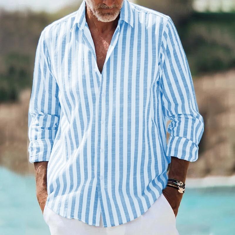 Chemise à Rayures à Manches Longues pour Hommes pour un Usage Quotidien