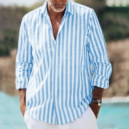 Chemise à Rayures à Manches Longues pour Hommes pour un Usage Quotidien