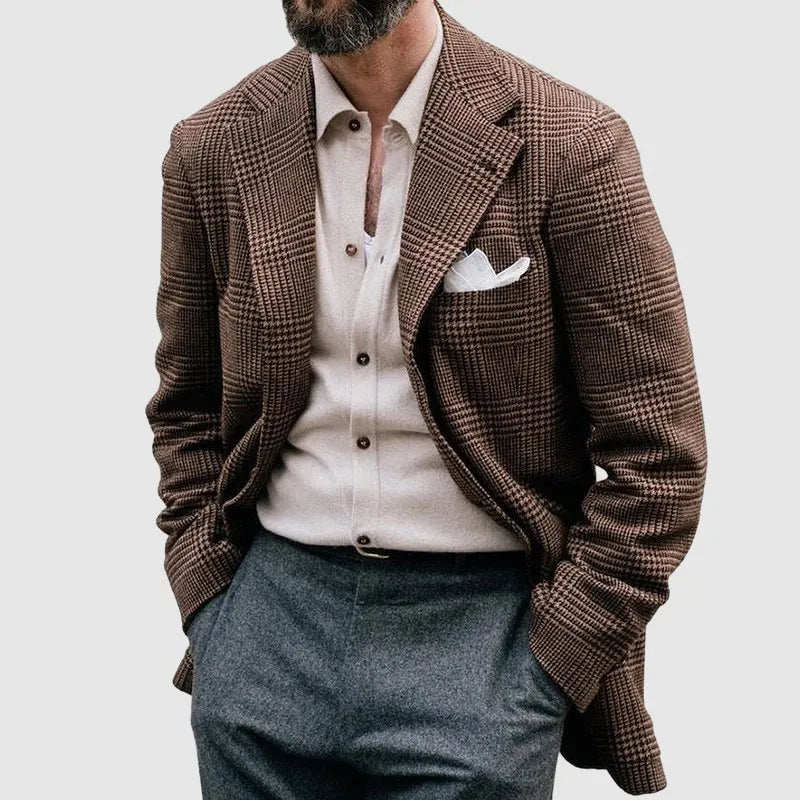 Blazer à Carreaux pour Hommes – Tissu Élégant pour Toutes Occasions