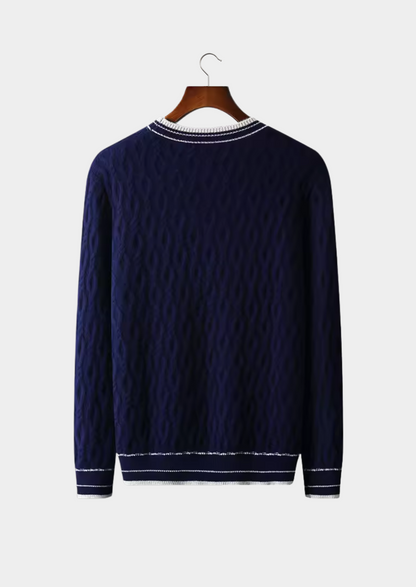 Pull à col rond pour hommes avec bordure rayée pour toutes les occasions