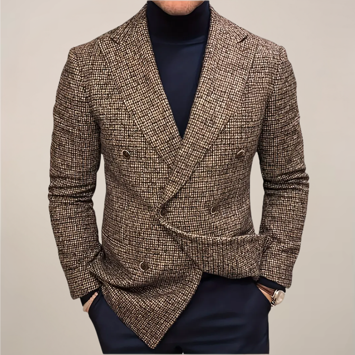 Blazer Ajusté à Carreaux pour Hommes pour Événements Élégants