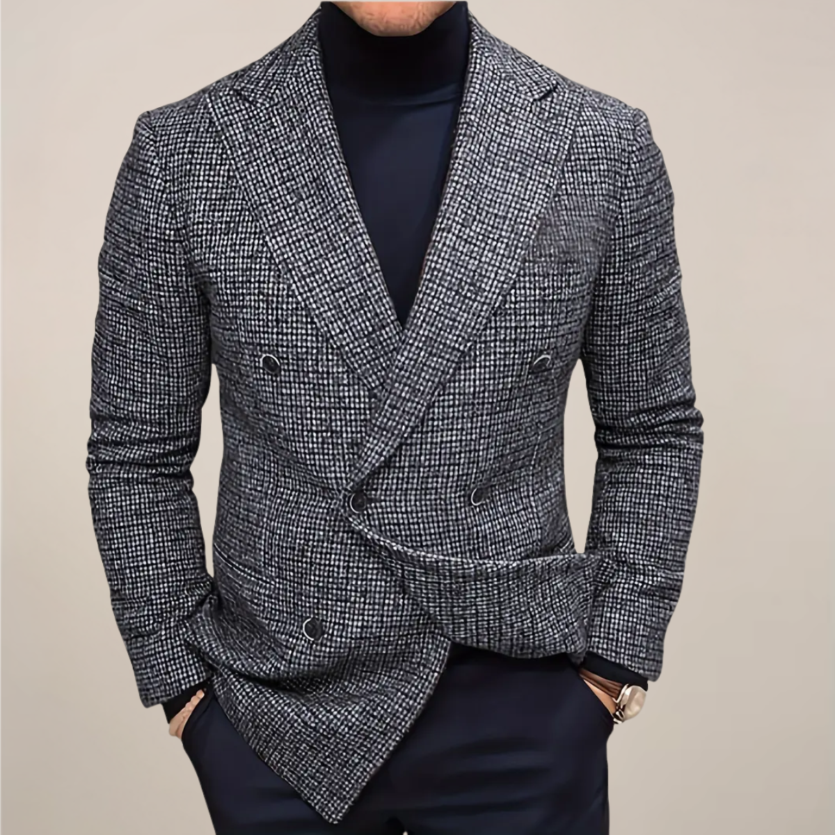 Blazer Ajusté à Carreaux pour Hommes pour Événements Élégants