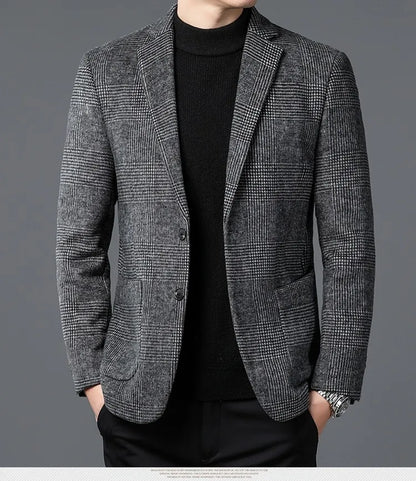 Blazer à Carreaux Glen pour Hommes - Design Élégant à Deux Boutons pour Tenues Formelles et Décontractées
