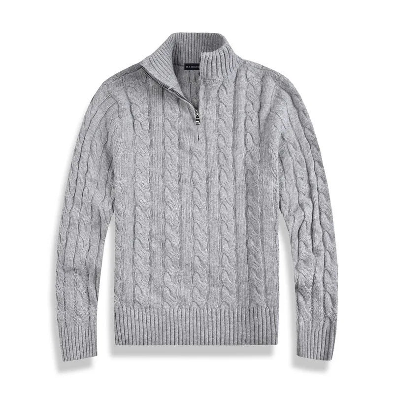 Pull en maille torsadée à demi-zip pour homme – Indispensable d'hiver confortable