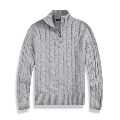 Pull en maille torsadée à demi-zip pour homme – Indispensable d'hiver confortable